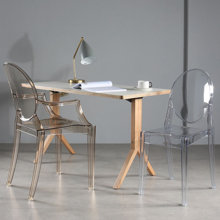 Silla lateral de comedor de plástico de estilo nórdico, sillas laterales con brazo para cocina