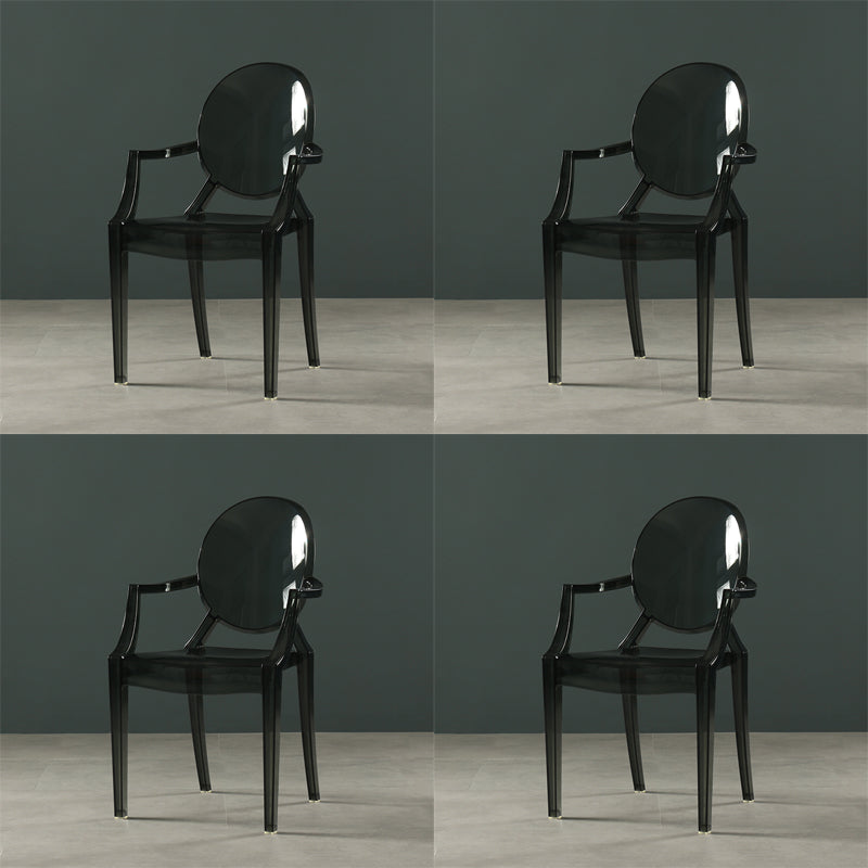 Silla lateral de comedor de plástico de estilo nórdico, sillas laterales con brazo para cocina