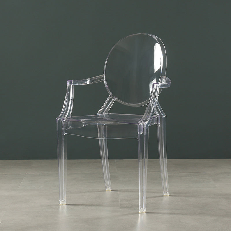 Silla lateral de comedor de plástico de estilo nórdico, sillas laterales con brazo para cocina