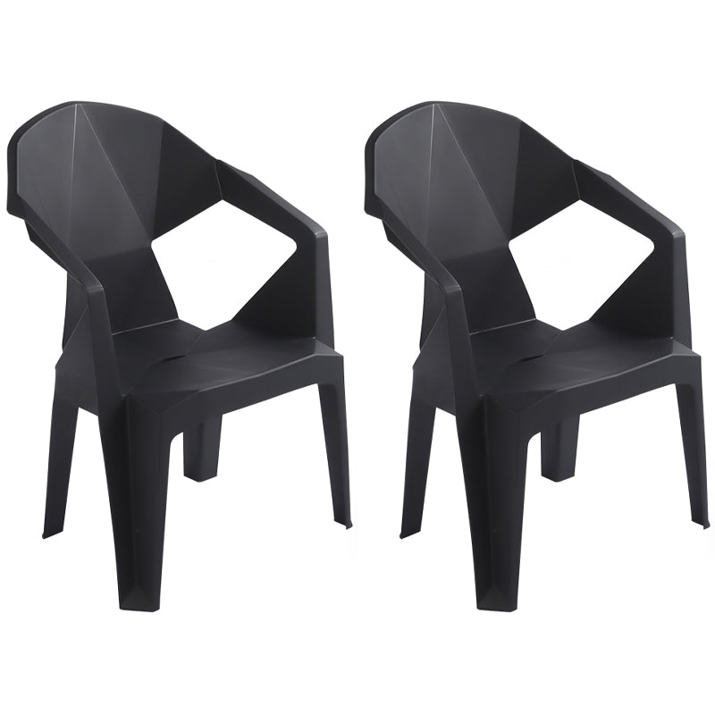 Contemporary Style Stacking Dining Chair Slat Back Plastic Dining Arm Chairs