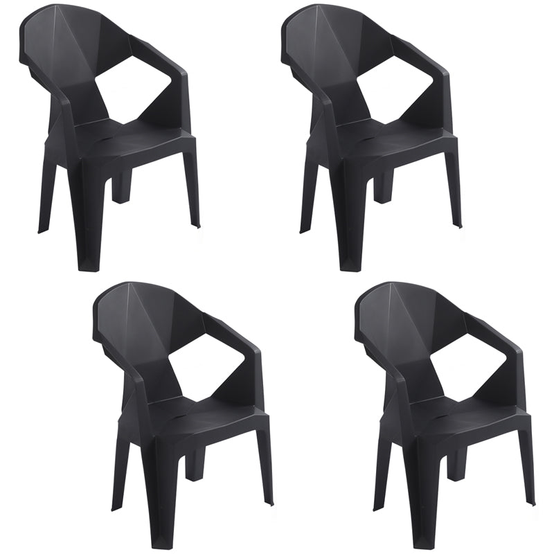 Contemporary Style Stacking Dining Chair Slat Back Plastic Dining Arm Chairs
