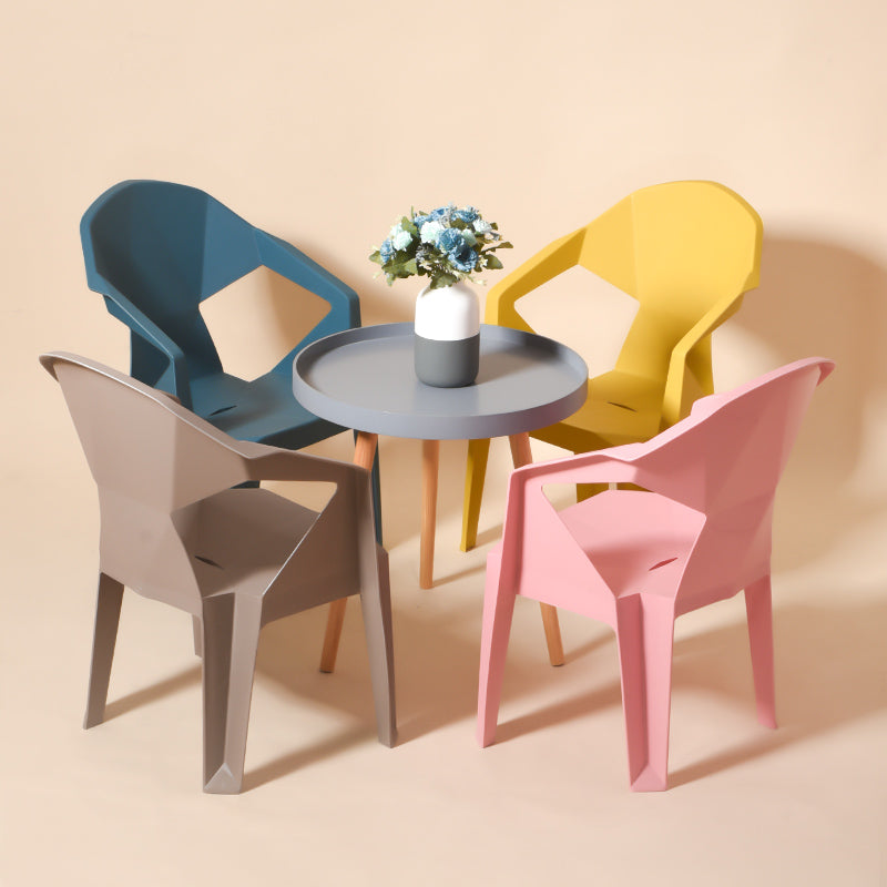 Contemporary Style Stacking Dining Chair Slat Back Plastic Dining Arm Chairs