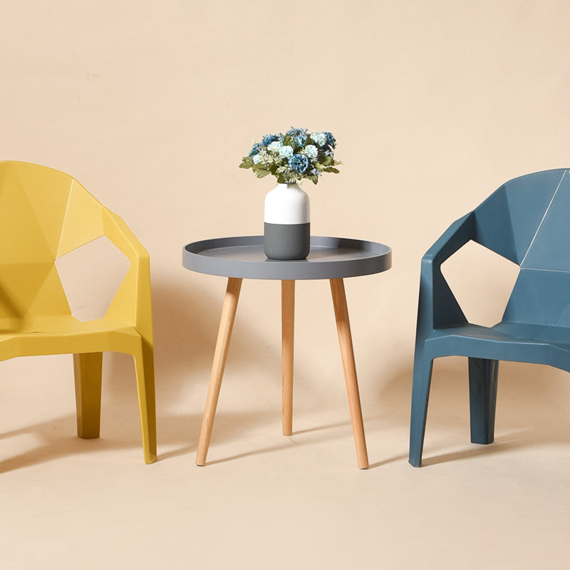 Contemporary Style Stacking Dining Chair Slat Back Plastic Dining Arm Chairs