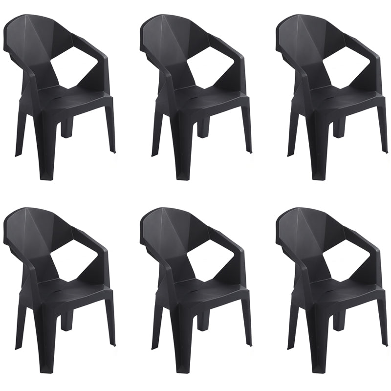 Contemporary Style Stacking Dining Chair Slat Back Plastic Dining Arm Chairs