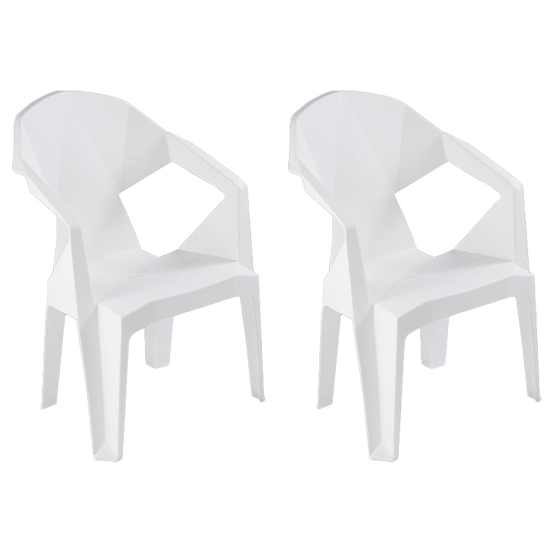 Contemporary Style Stacking Dining Chair Slat Back Plastic Dining Arm Chairs
