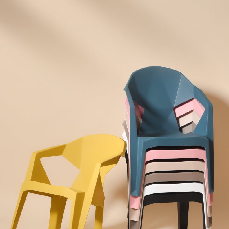 Contemporary Style Stacking Dining Chair Slat Back Plastic Dining Arm Chairs