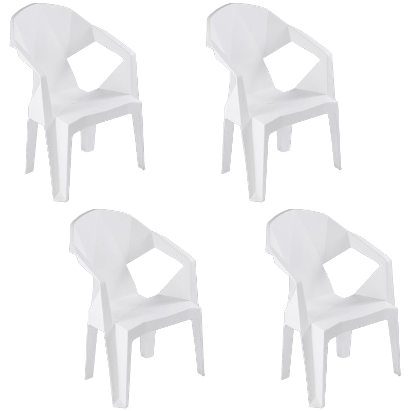 Contemporary Style Stacking Dining Chair Slat Back Plastic Dining Arm Chairs