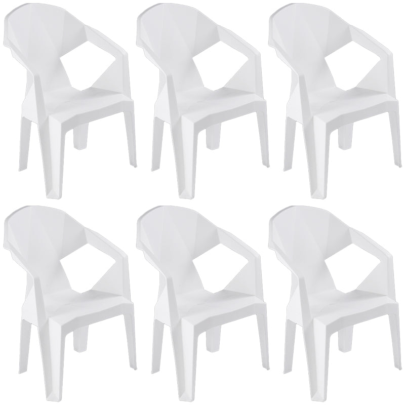 Contemporary Style Stacking Dining Chair Slat Back Plastic Dining Arm Chairs