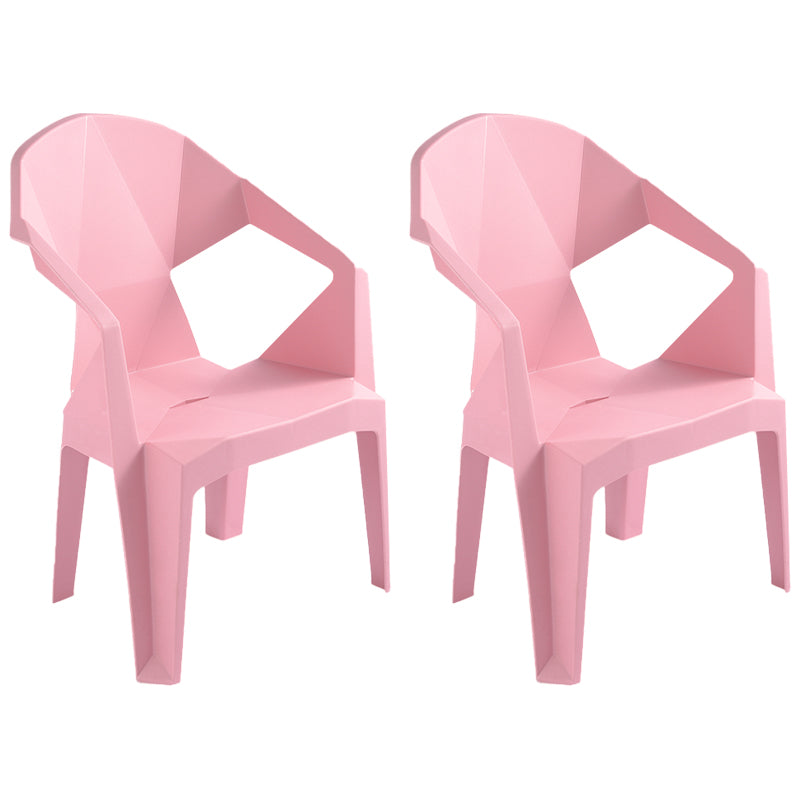 Contemporary Style Stacking Dining Chair Slat Back Plastic Dining Arm Chairs