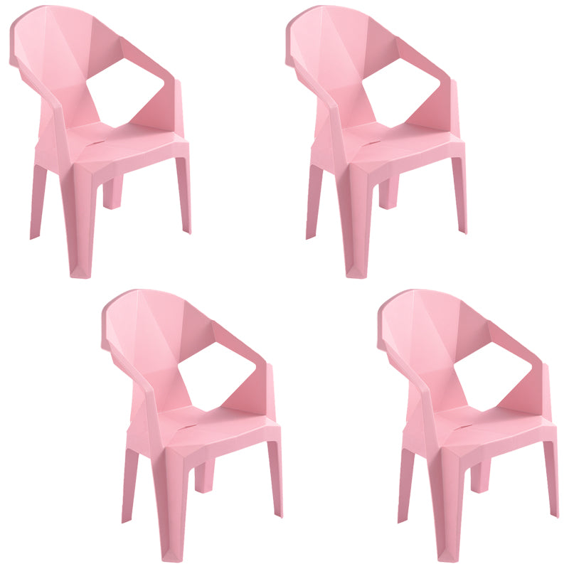 Contemporary Style Stacking Dining Chair Slat Back Plastic Dining Arm Chairs