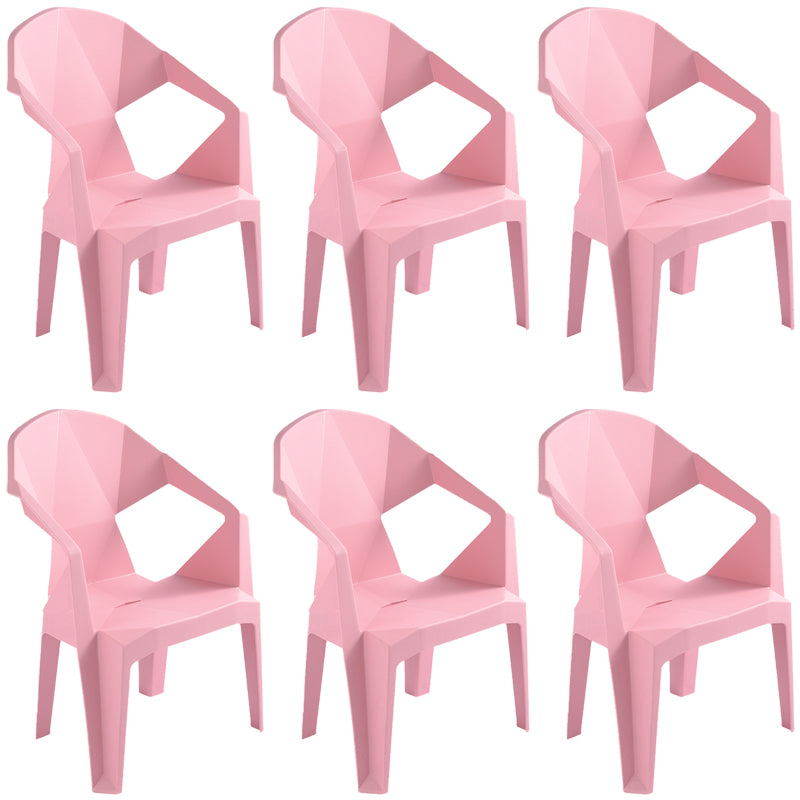 Contemporary Style Stacking Dining Chair Slat Back Plastic Dining Arm Chairs