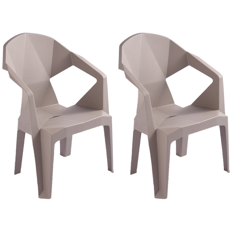 Contemporary Style Stacking Dining Chair Slat Back Plastic Dining Arm Chairs