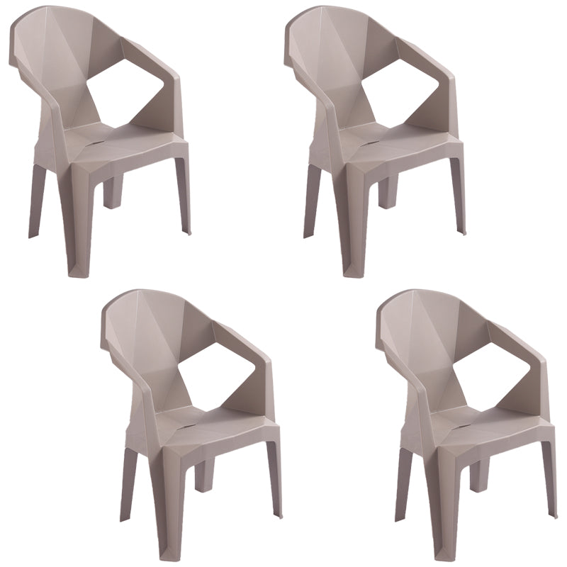 Contemporary Style Stacking Dining Chair Slat Back Plastic Dining Arm Chairs