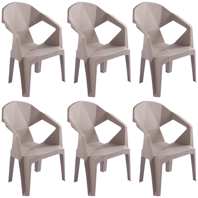 Contemporary Style Stacking Dining Chair Slat Back Plastic Dining Arm Chairs