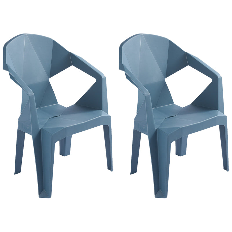 Contemporary Style Stacking Dining Chair Slat Back Plastic Dining Arm Chairs