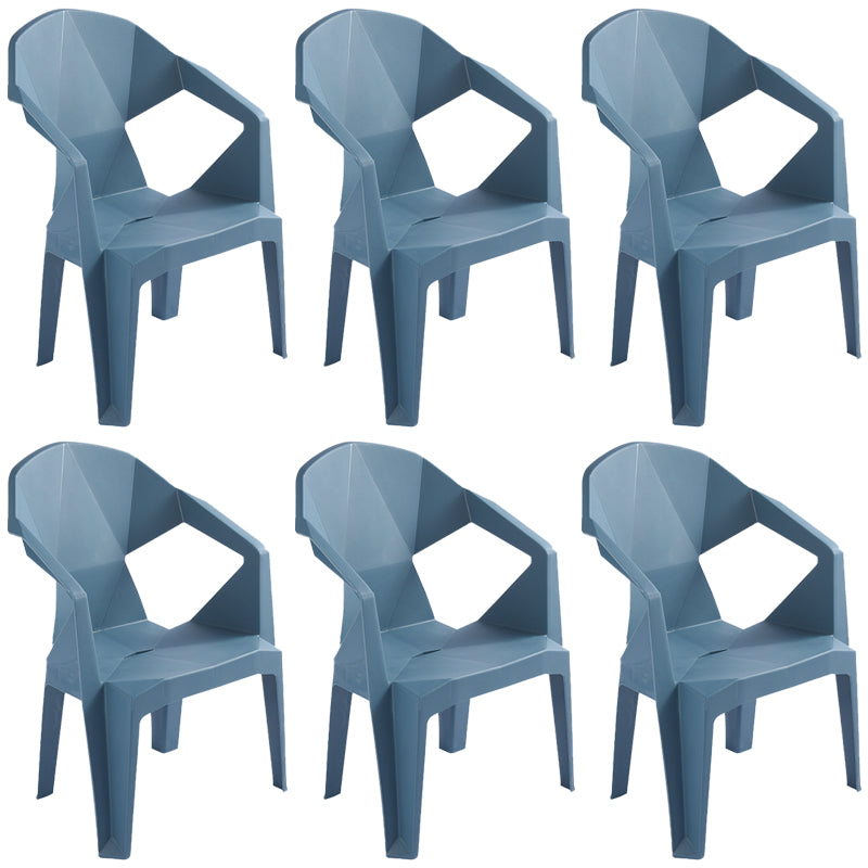 Contemporary Style Stacking Dining Chair Slat Back Plastic Dining Arm Chairs