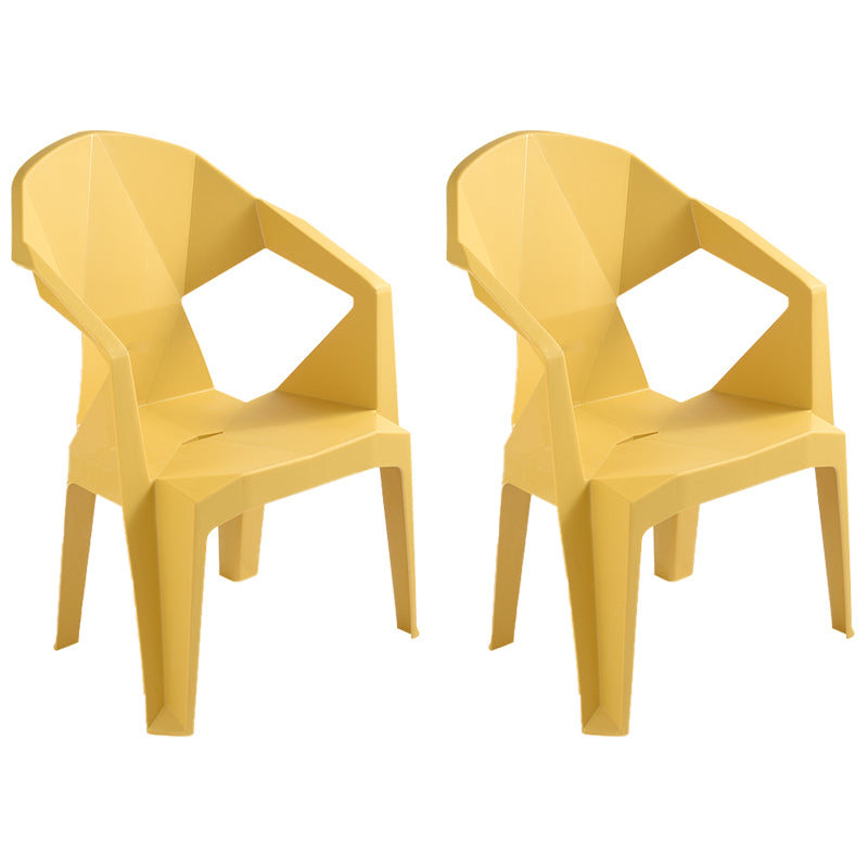 Contemporary Style Stacking Dining Chair Slat Back Plastic Dining Arm Chairs