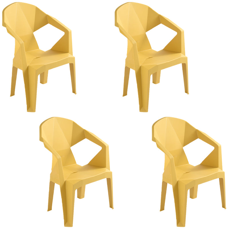 Contemporary Style Stacking Dining Chair Slat Back Plastic Dining Arm Chairs