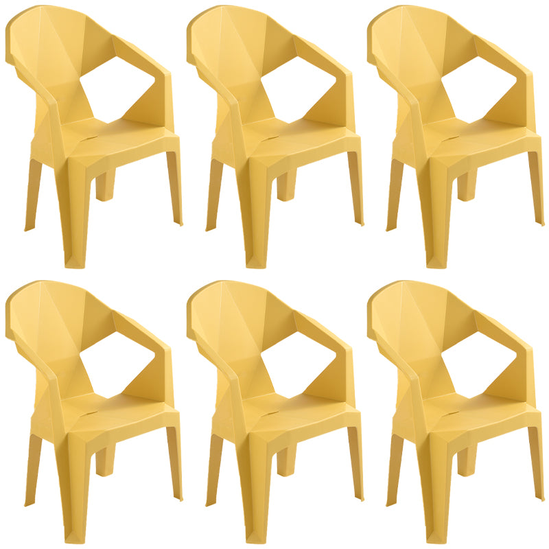 Contemporary Style Stacking Dining Chair Slat Back Plastic Dining Arm Chairs