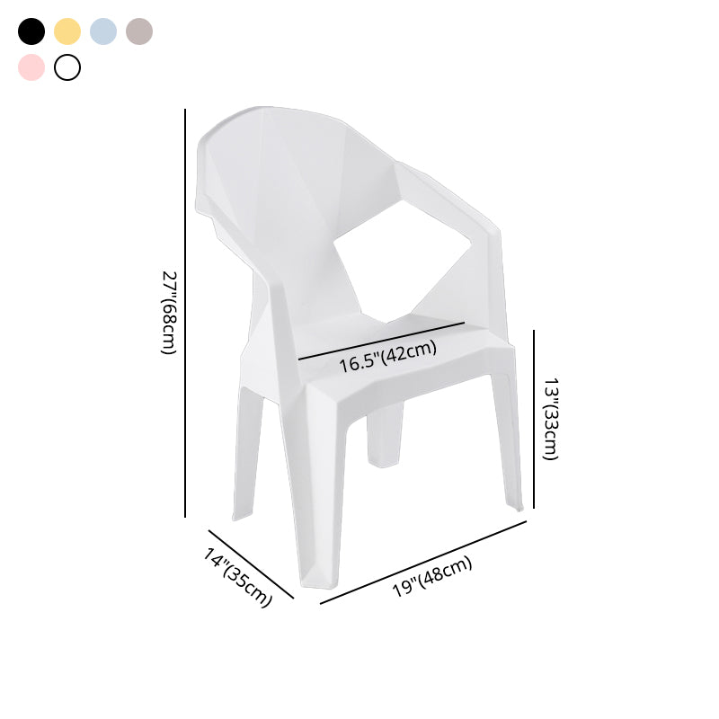 Contemporary Style Stacking Dining Chair Slat Back Plastic Dining Arm Chairs