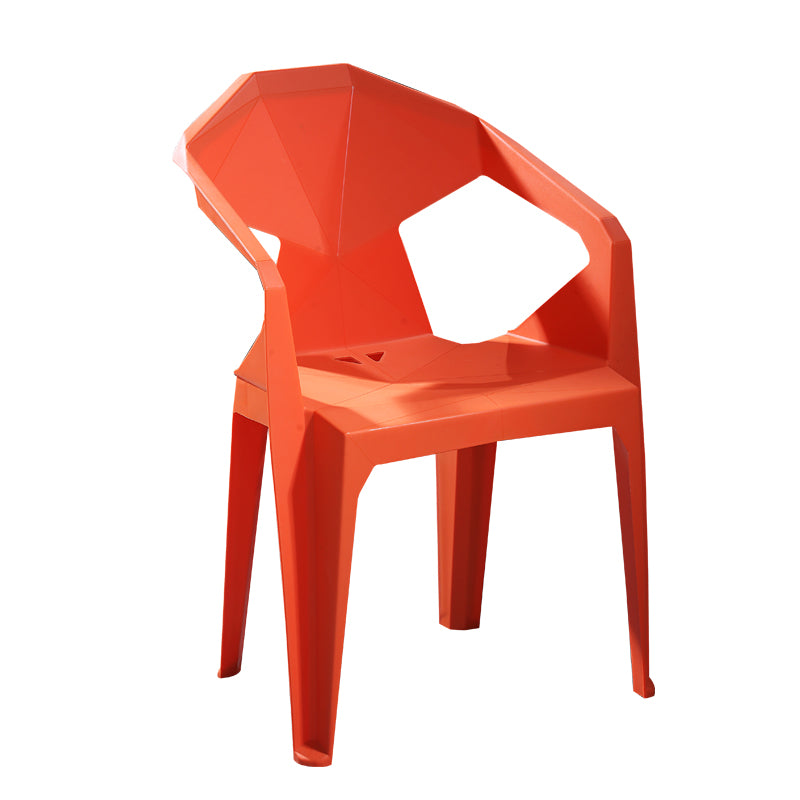 Modern Stacking Dining Side Chairs Slat Back Plastic Dining Arm Chairs