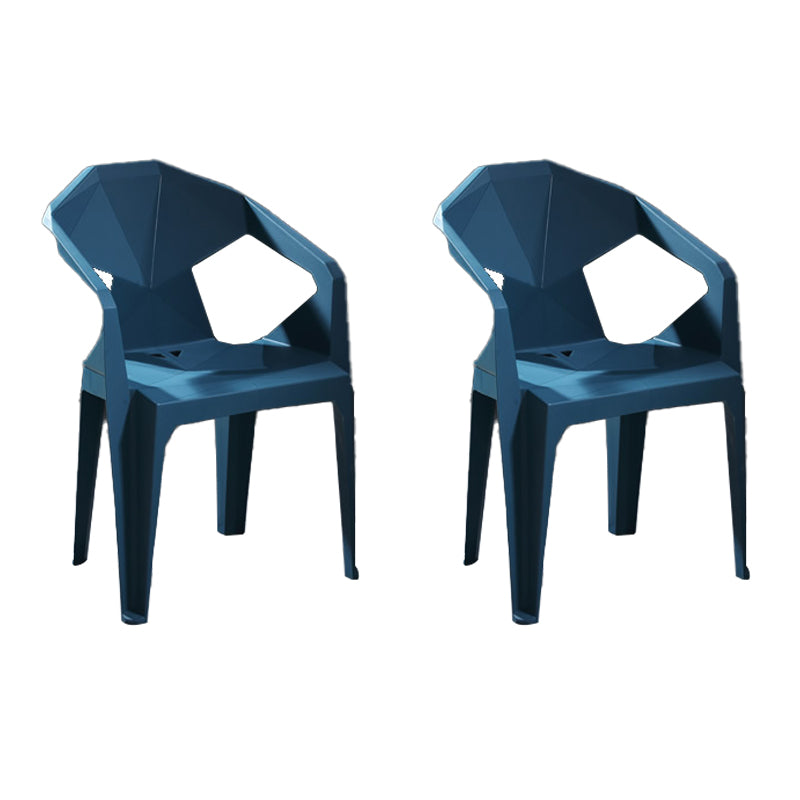 Modern Stacking Dining Side Chairs Slat Back Plastic Dining Arm Chairs