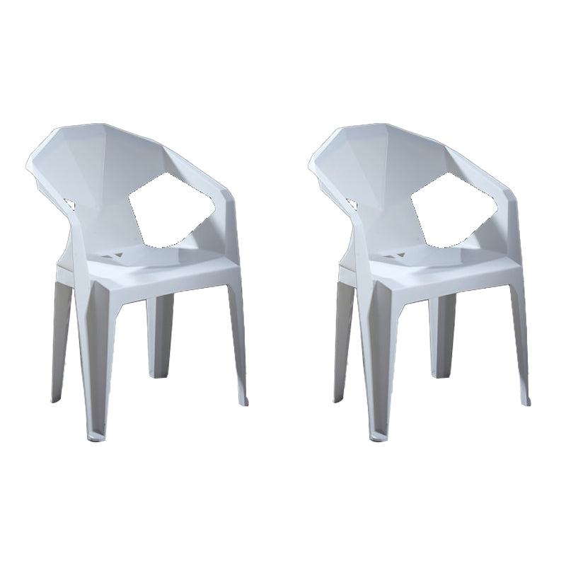 Modern Stacking Dining Side Chairs Slat Back Plastic Dining Arm Chairs