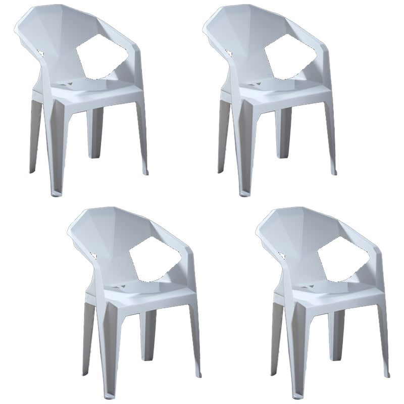 Modern Stacking Dining Side Chairs Slat Back Plastic Dining Arm Chairs