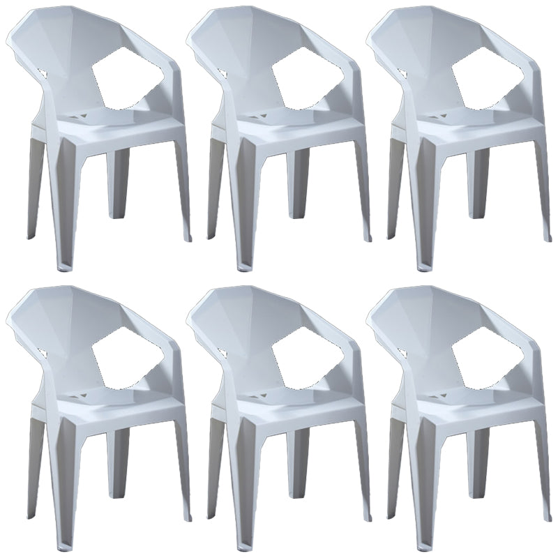 Modern Stacking Dining Side Chairs Slat Back Plastic Dining Arm Chairs