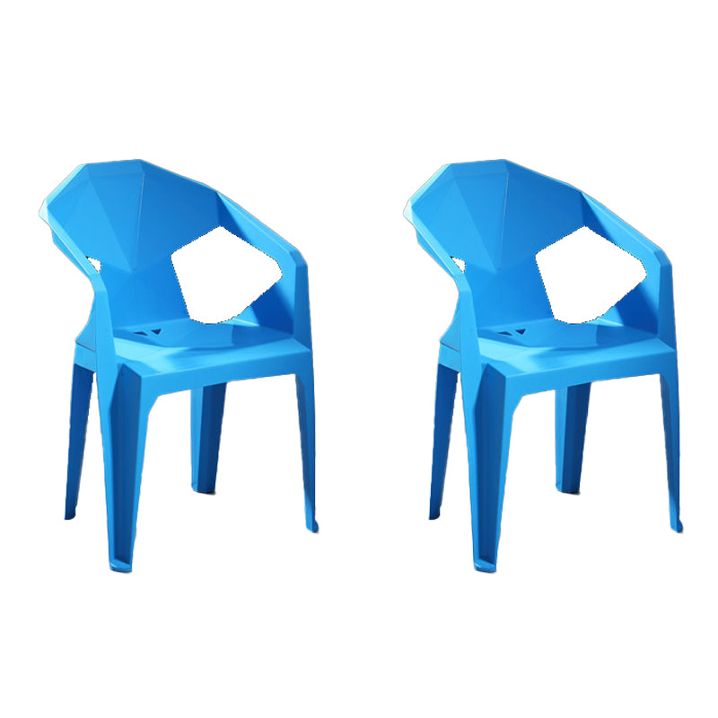 Modern Stacking Dining Side Chairs Slat Back Plastic Dining Arm Chairs