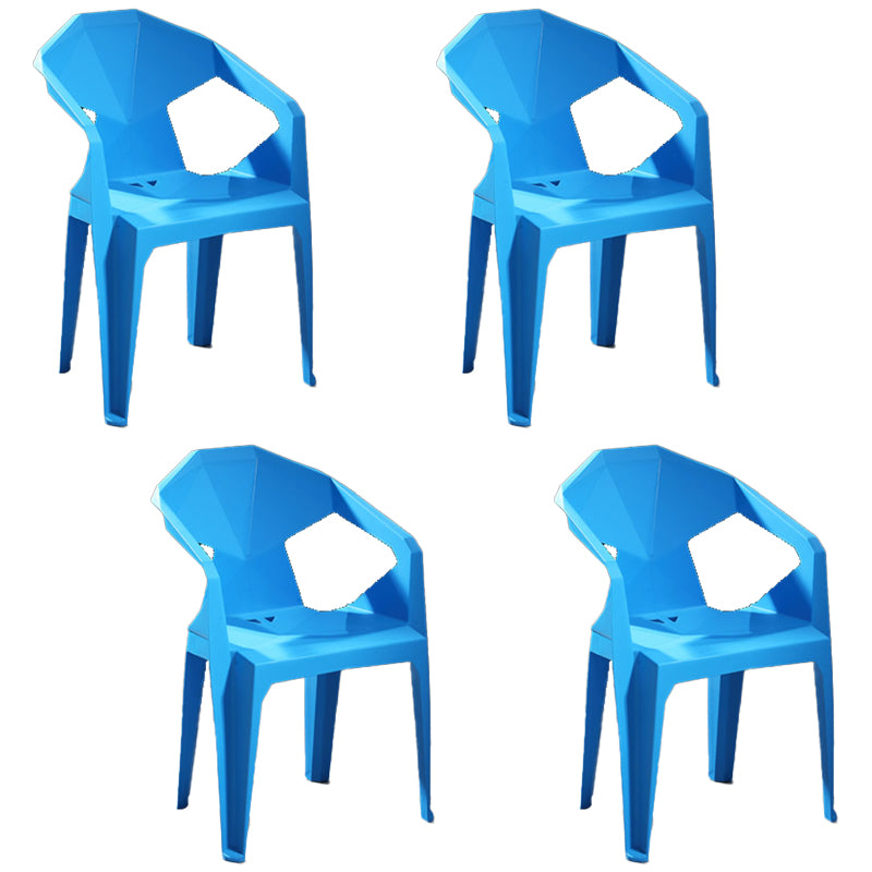 Modern Stacking Dining Side Chairs Slat Back Plastic Dining Arm Chairs