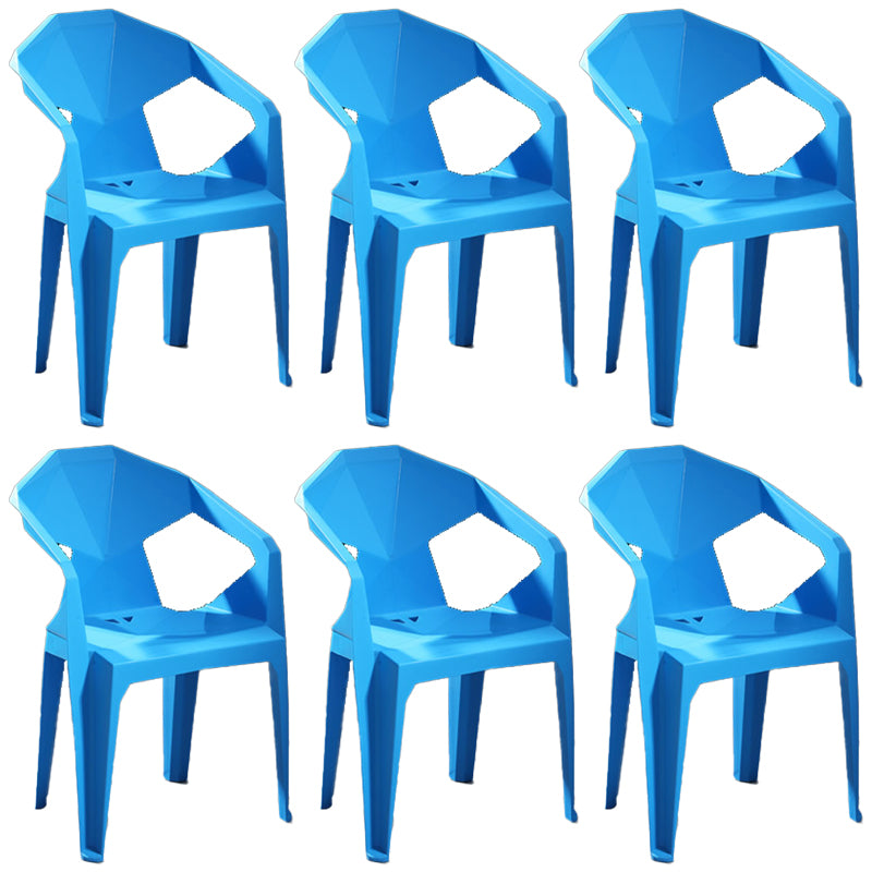 Modern Stacking Dining Side Chairs Slat Back Plastic Dining Arm Chairs