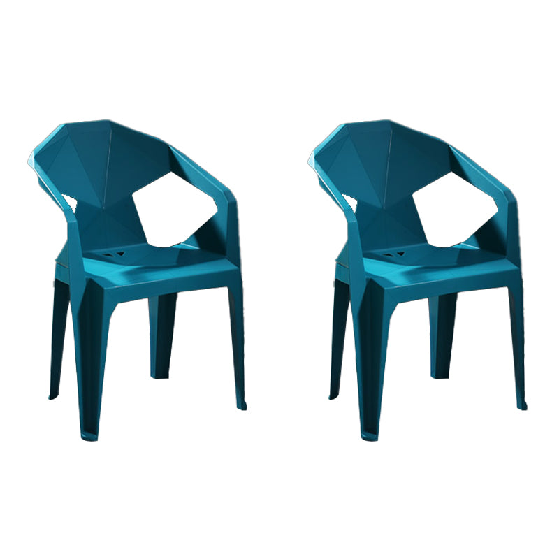 Modern Stacking Dining Side Chairs Slat Back Plastic Dining Arm Chairs