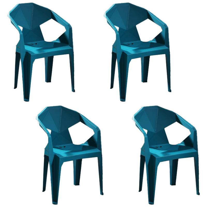 Modern Stacking Dining Side Chairs Slat Back Plastic Dining Arm Chairs