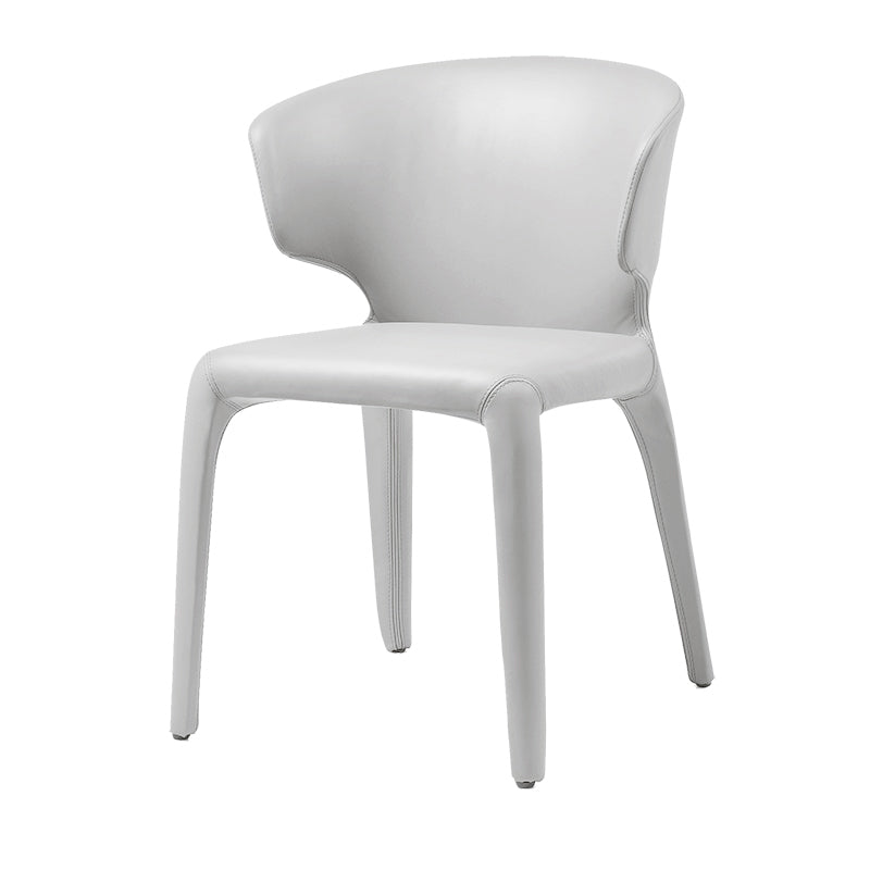 Silla de comedor individual con respaldo de ala y acabado mate de sillón de cuero estilo diseñador