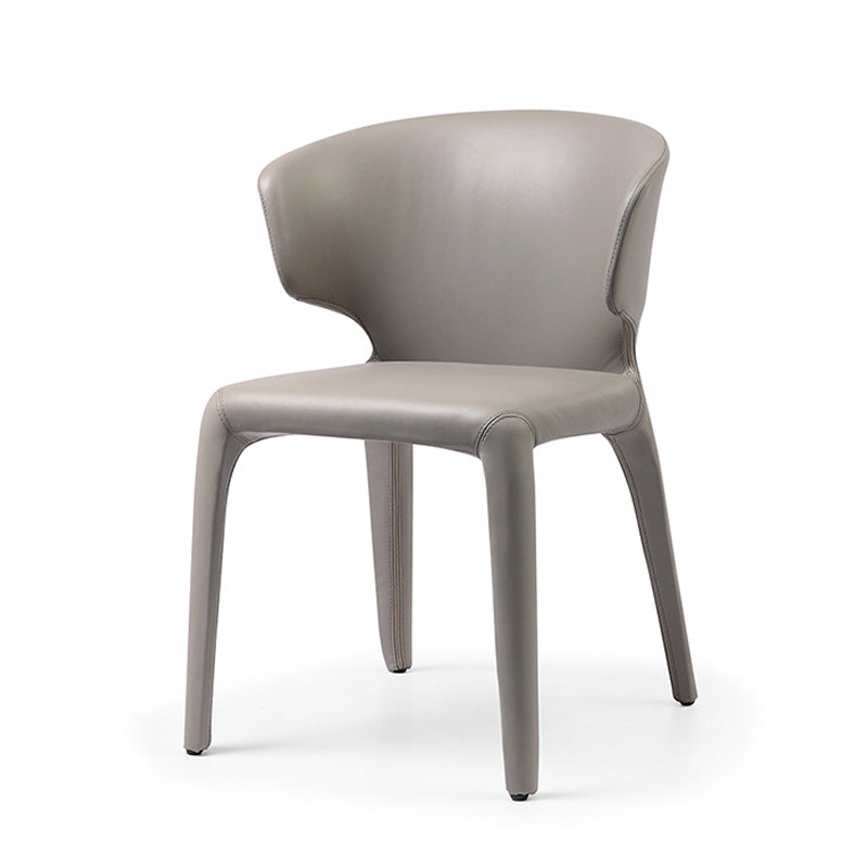Silla de comedor individual con respaldo de ala y acabado mate de sillón de cuero estilo diseñador