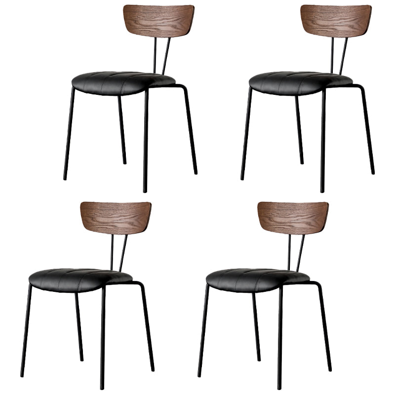 Silla lateral tapizada industrial con respaldo abierto y acabado mate (juego de 4)