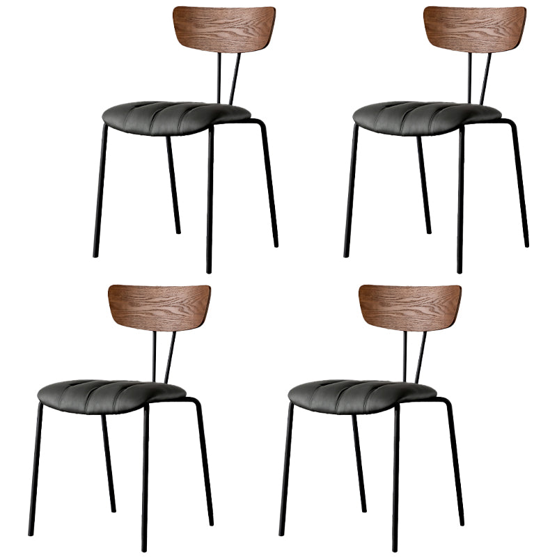 Silla lateral tapizada industrial con respaldo abierto y acabado mate (juego de 4)