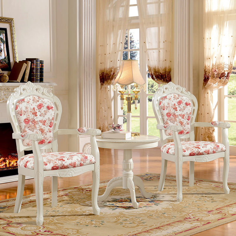 Silla de comedor de tela victoriana con respaldo King Louis y acabado mate (juego de 2)