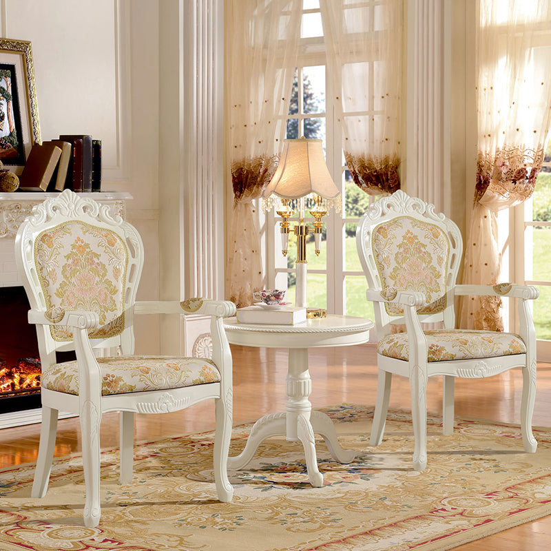 Silla de comedor de tela victoriana con respaldo King Louis y acabado mate (juego de 2)