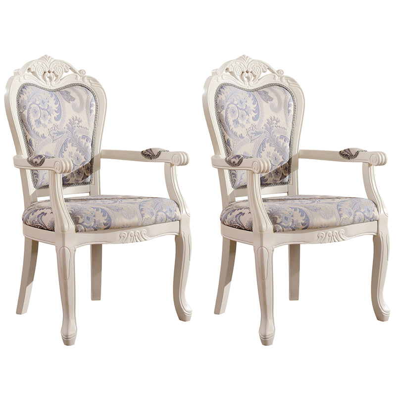 Silla de comedor de tela victoriana con respaldo King Louis y acabado mate (juego de 2)