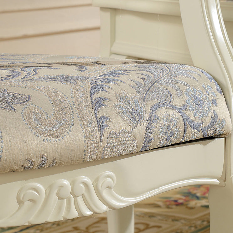 Silla de comedor de tela victoriana con respaldo King Louis y acabado mate (juego de 2)
