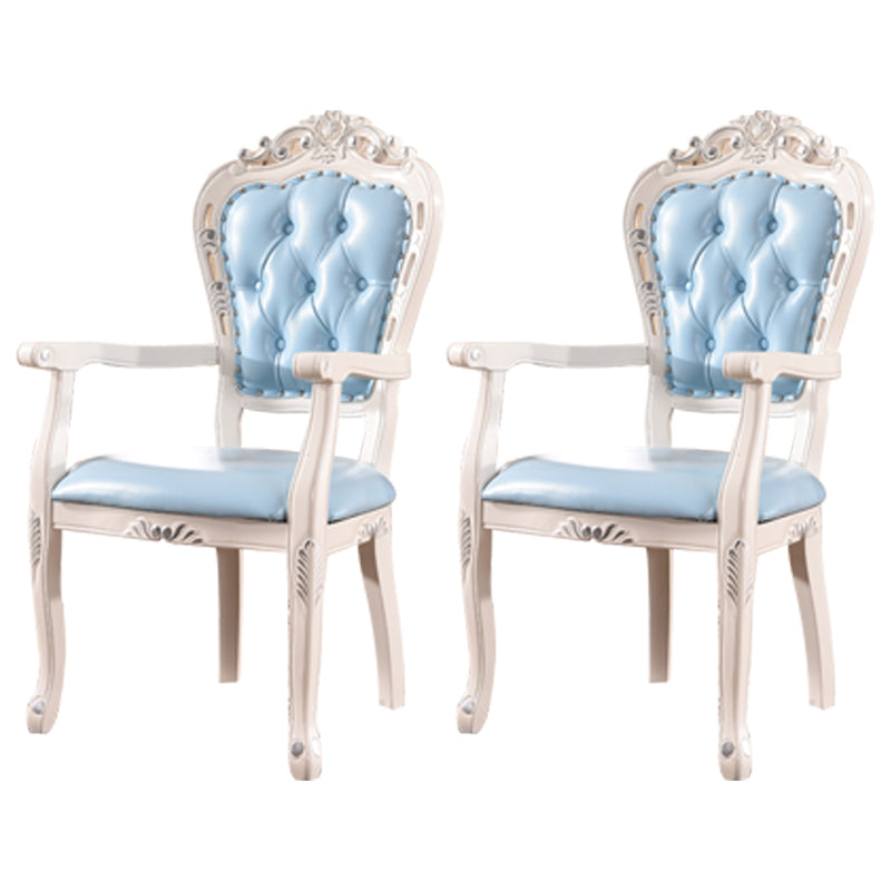 Silla lateral de balcón tapizada victoriana King Louis Back Silla de comedor con acabado mate (juego de 2)