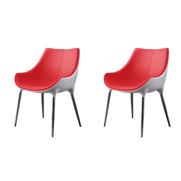 Silla de comedor estilo moderno Sillas auxiliares con brazo de cocina y patas de metal (juego de 2)