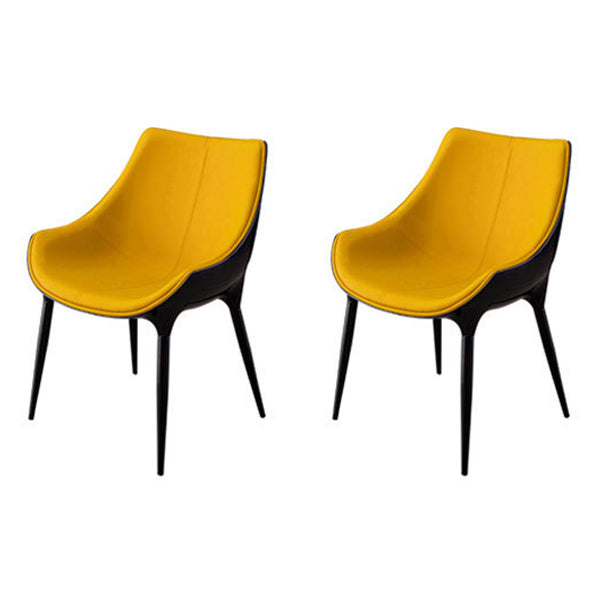Silla de comedor estilo moderno Sillas auxiliares con brazo de cocina y patas de metal (juego de 2)