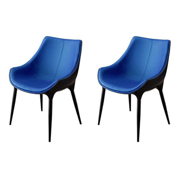 Silla de comedor estilo moderno Sillas auxiliares con brazo de cocina y patas de metal (juego de 2)