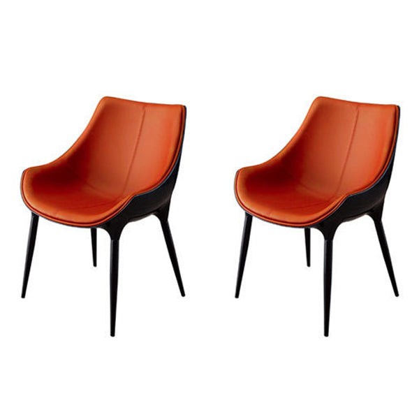 Silla de comedor estilo moderno Sillas auxiliares con brazo de cocina y patas de metal (juego de 2)