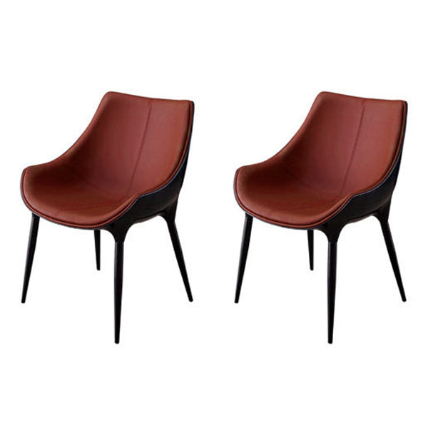 Silla de comedor estilo moderno Sillas auxiliares con brazo de cocina y patas de metal (juego de 2)