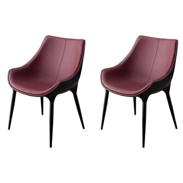 Silla de comedor estilo moderno Sillas auxiliares con brazo de cocina y patas de metal (juego de 2)