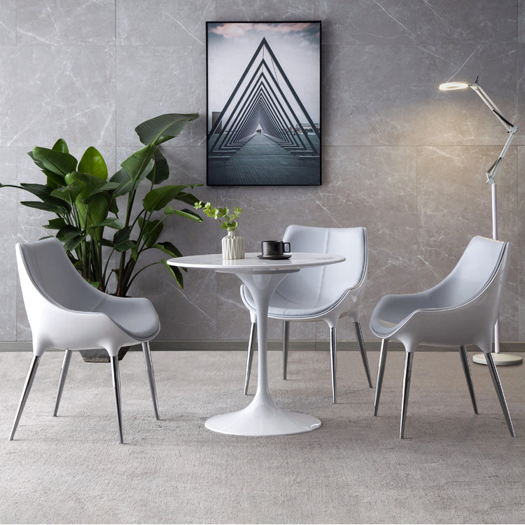 Silla de comedor estilo moderno Sillas auxiliares con brazo de cocina y patas de metal (juego de 2)